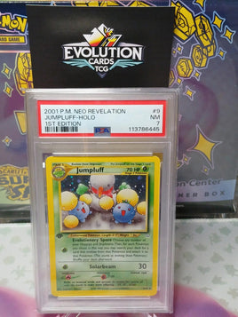 Pokemon TCG 2001 NEO REVELATION 1ST EDITION JUMPLUFF-HOLO PSA 7 NM