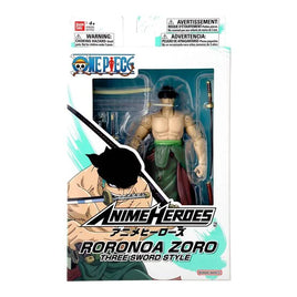 One Piece Anime Heroes 6" Action Figure Roronoa Zoro 3 Swords