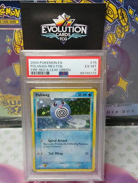 Pokemon TCG Poliwag (75/112) EX Fire Red & Leaf Green Reverse Holo Rare PSA 6