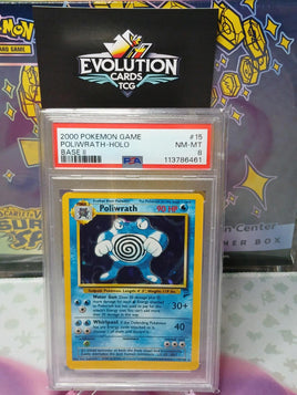 Pokemon TCG Poliwrath 2000 Base Set 2 Holo 15/130 PSA 8 NM-MT