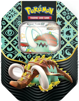 Pokémon TCG Paldean Fates Great Tusk EX Tin 4 Booster Packs NEW & SEALED